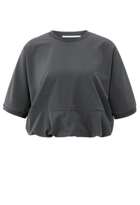 Short sleeve top with balloon hem