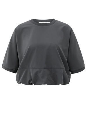 Short sleeve top with balloon hem