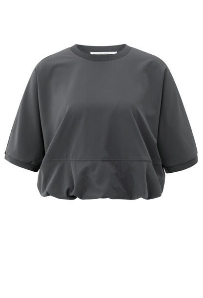 Short sleeve top with balloon hem