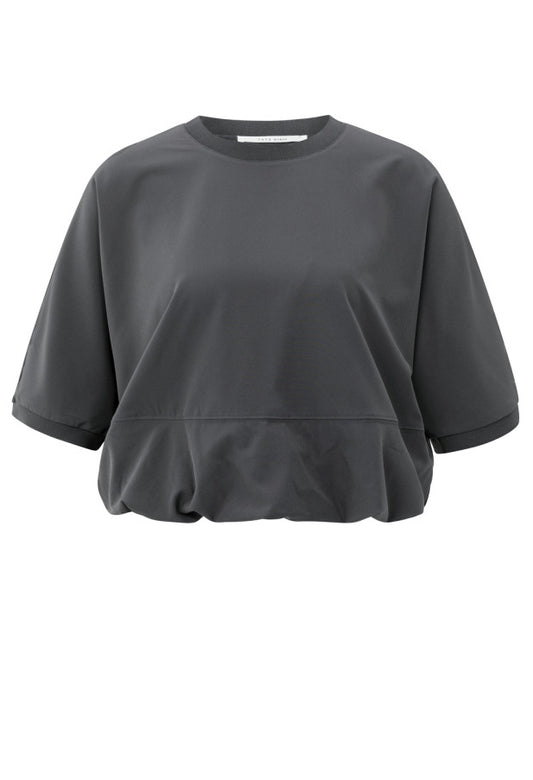 Short sleeve top with balloon hem