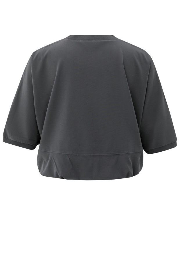 Short sleeve top with balloon hem