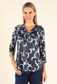 Frill Detail Half Zip Blouse