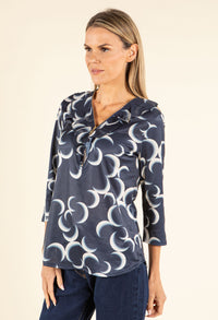 Frill Detail Half Zip Blouse