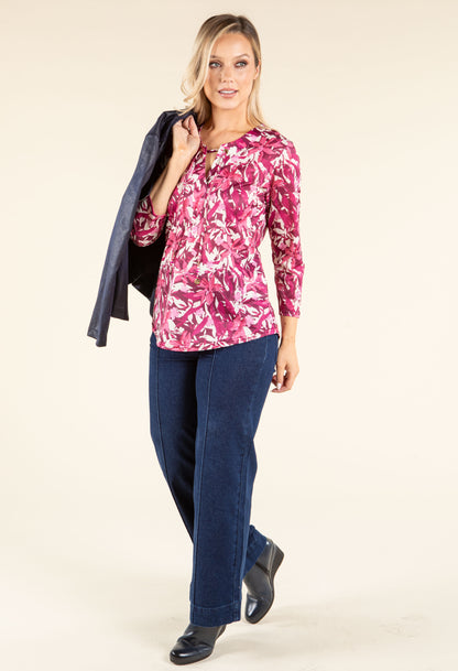 Tie Neck Floral Print Top