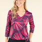 Abstract Print V-Neck Top