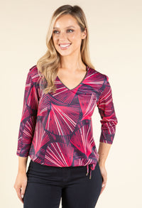 Abstract Print V-Neck Top
