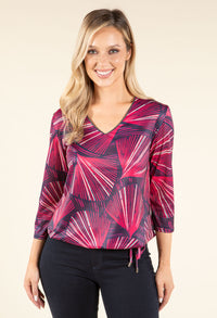 Abstract Print V-Neck Top