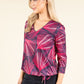 Abstract Print V-Neck Top