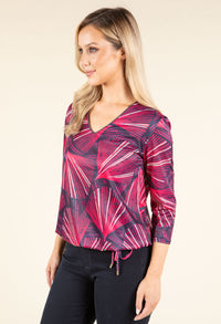 Abstract Print V-Neck Top