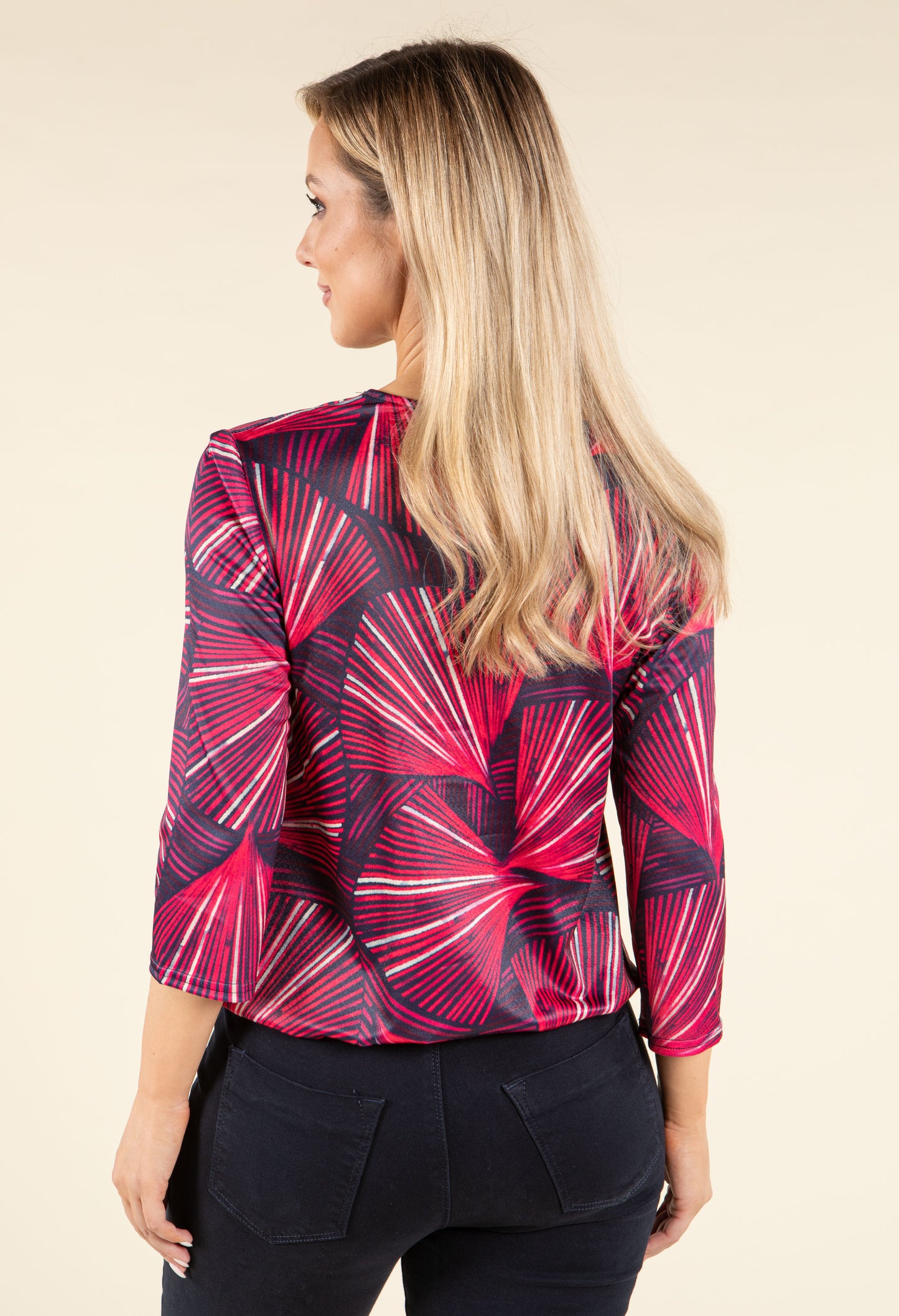 Abstract Print V-Neck Top