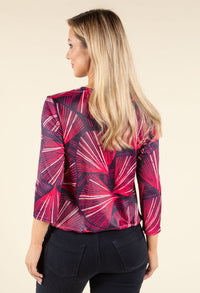 Abstract Print V-Neck Top