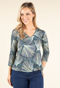 Abstract Print V-Neck Top