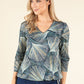 Abstract Print V-Neck Top