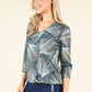 Abstract Print V-Neck Top