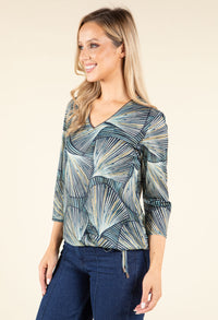 Abstract Print V-Neck Top