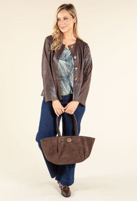 Abstract Print V-Neck Top