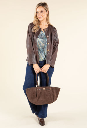 Abstract Print V-Neck Top