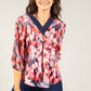 Abstract Print V-Neck Blouse