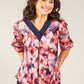 Abstract Print V-Neck Blouse