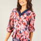 Abstract Print V-Neck Blouse