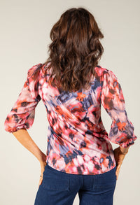 Abstract Print V-Neck Blouse