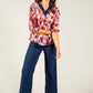 Abstract Print V-Neck Blouse