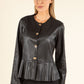 Vintage Leather Look Peplum Jacket