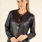 Vintage Leather Look Peplum Jacket