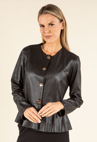 Vintage Leather Look Peplum Jacket