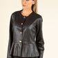 Vintage Leather Look Peplum Jacket