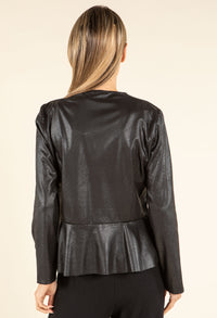 Vintage Leather Look Peplum Jacket