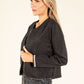 Contrast Trim Faux Suede Jacket
