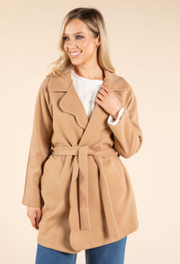 Tie Waist Scallop Detail Coat
