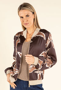 Leaf Print Bomber Jacket