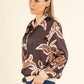 Leaf Print Bomber Jacket