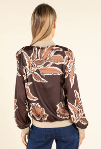 Leaf Print Bomber Jacket