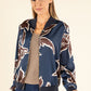 Leaf Print Bomber Jacket