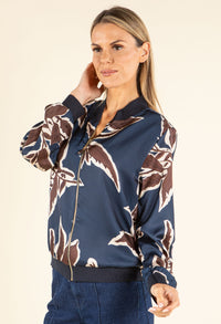 Leaf Print Bomber Jacket