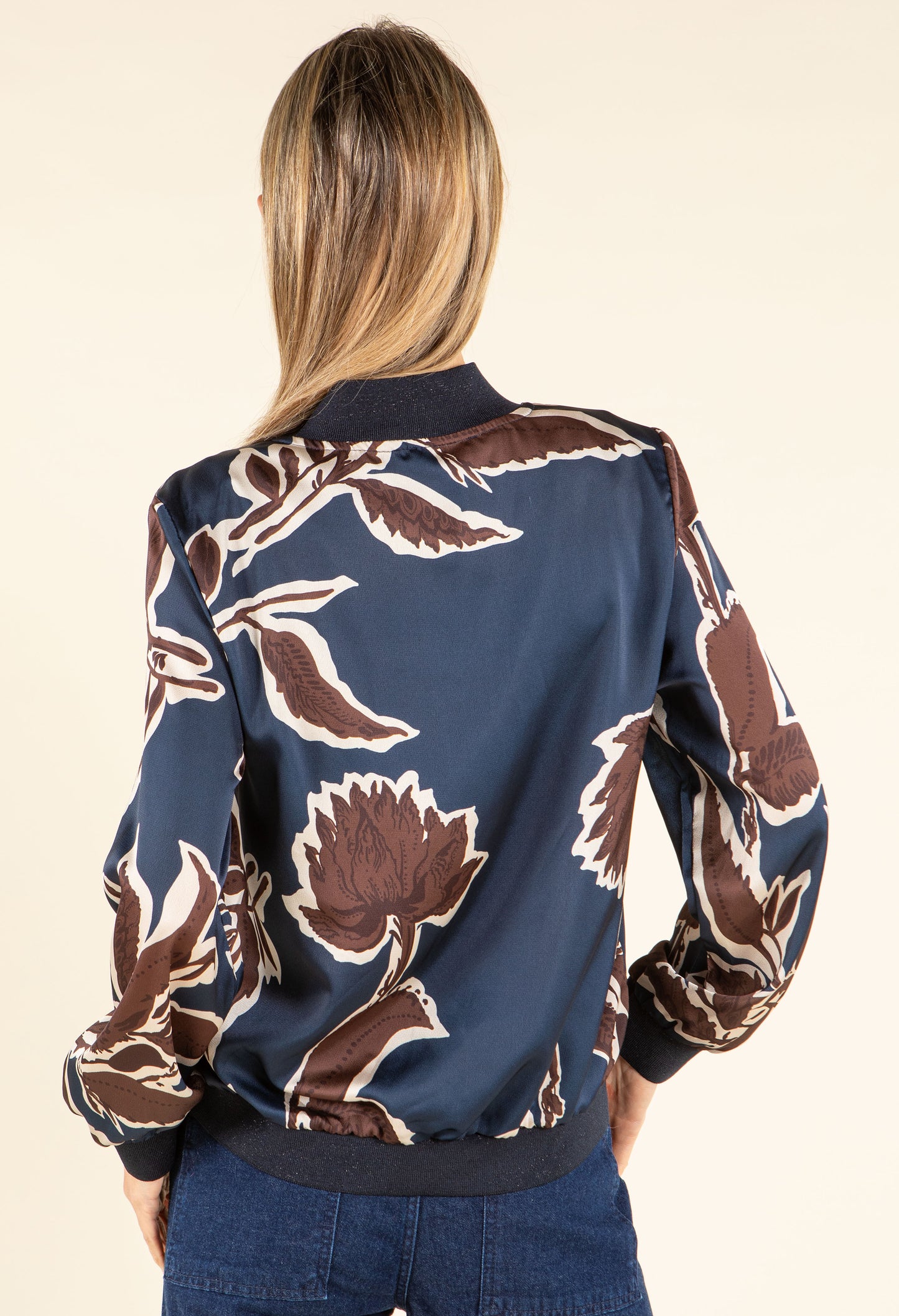 Leaf Print Bomber Jacket
