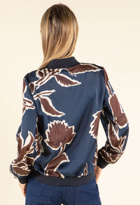 Leaf Print Bomber Jacket