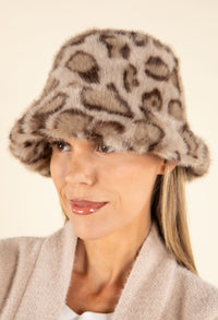 Faux Fur Leopard Bucket Hat