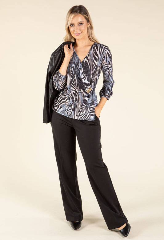 Animal Print Wrap Top