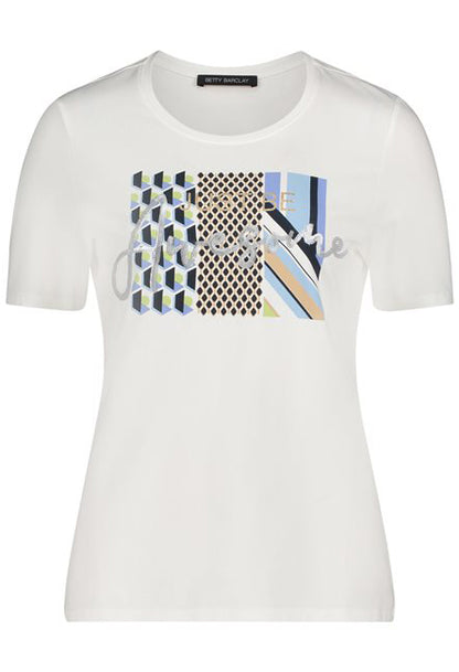 Short Sleeve Top With Multi Print Front