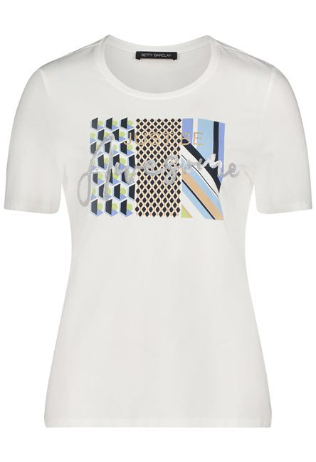Short Sleeve Top With Multi Print Front