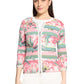 rose printed zip though jacket