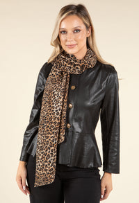 Leopard Print Pleated Scarf