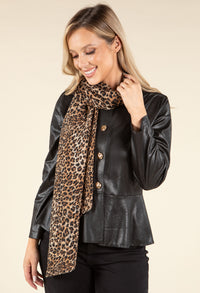 Leopard Print Pleated Scarf