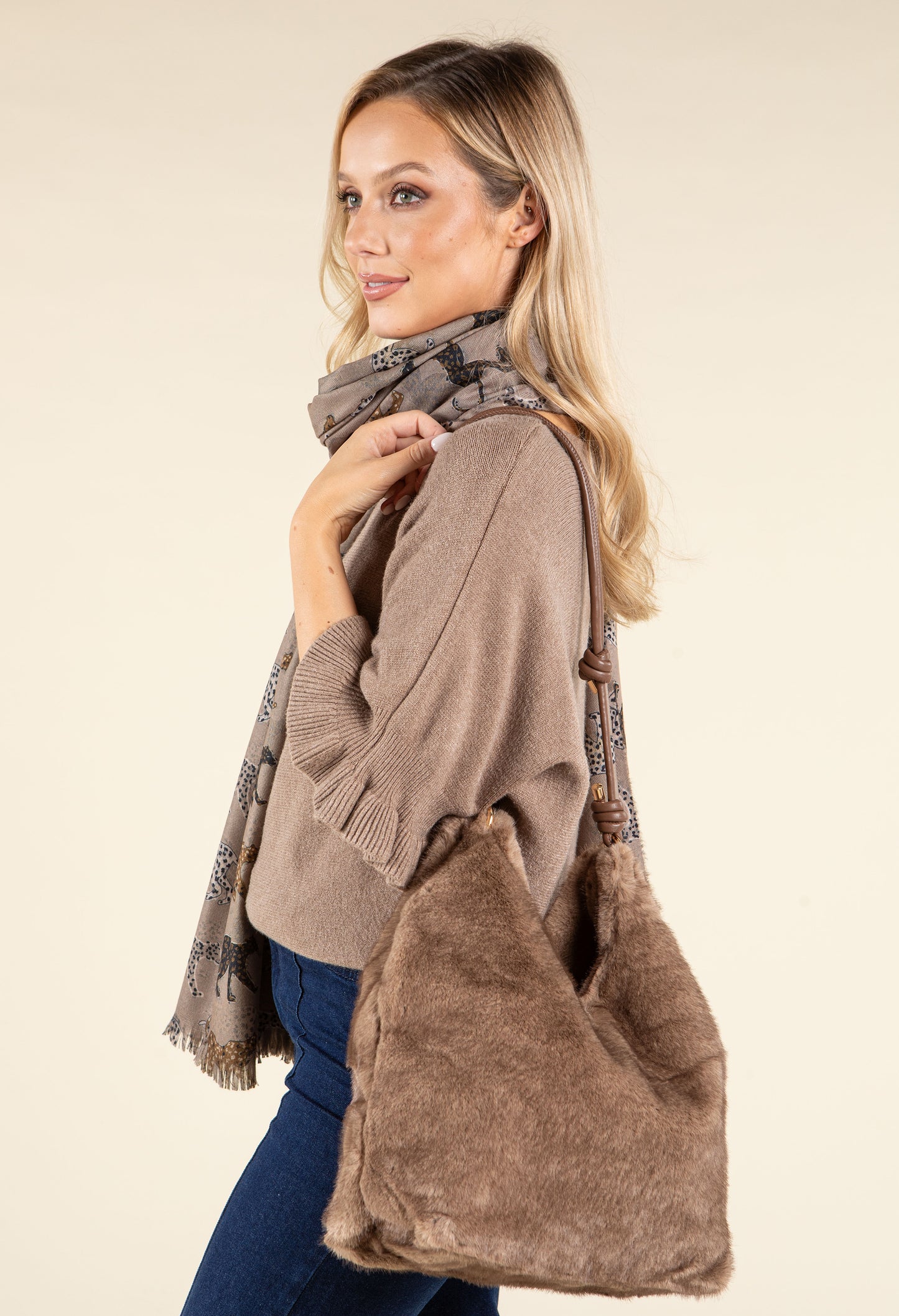 Faux Fur Slouch Bag