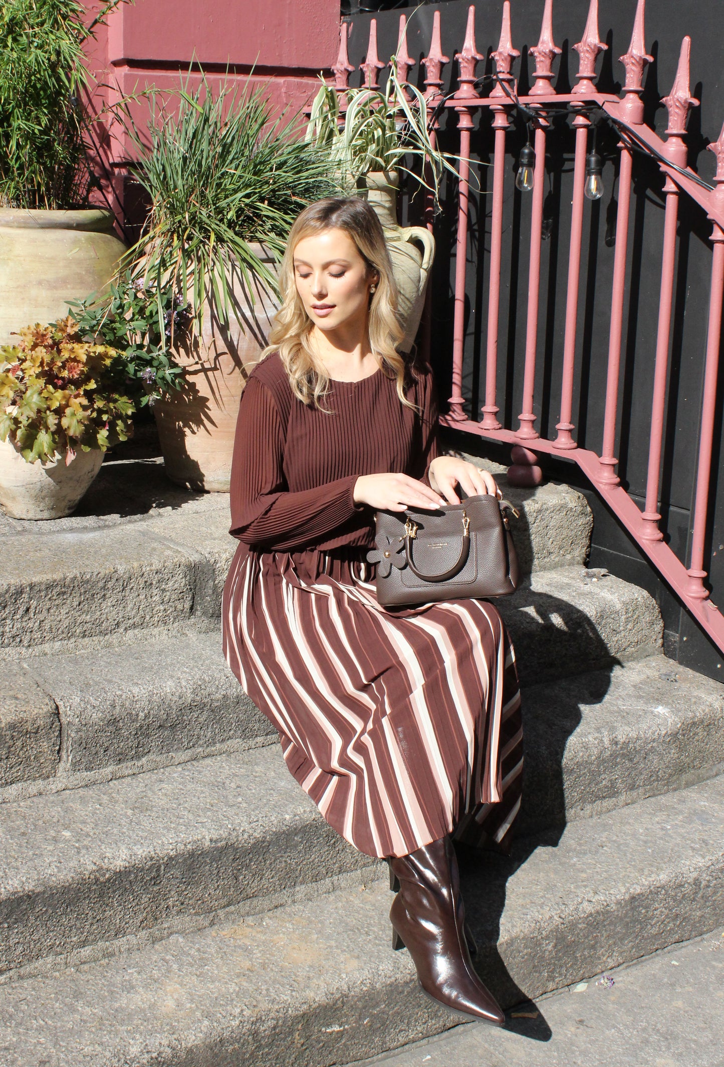 Flower Charm Structured Bag