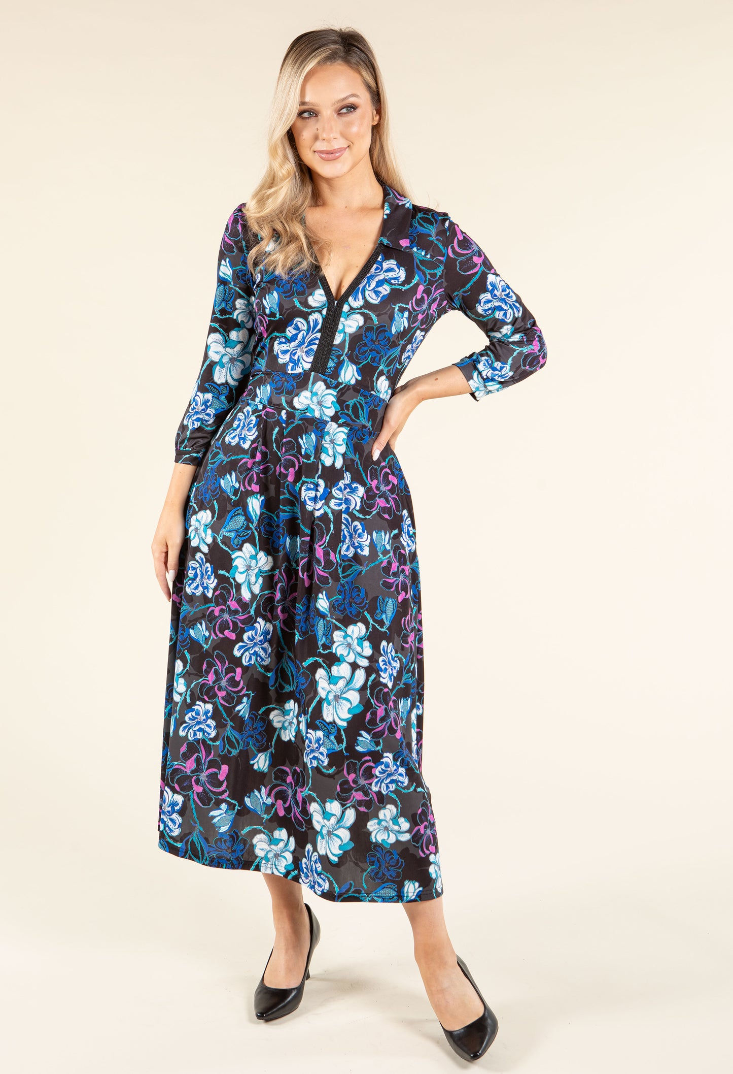 Iris Floral Print Midi Dress